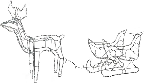 WeRChristmas Pre-Lit Animated Multi-Function Reindeer and Sleigh Silhouette, 80 cm - Bright White