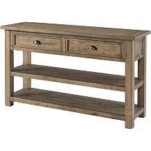 Martin Svensson Home Monterey Solid Wood Sofa Console Table - Reclaimed Natural Finish - Modern Farmhouse - Entryway Table with Two Spacious Drawers