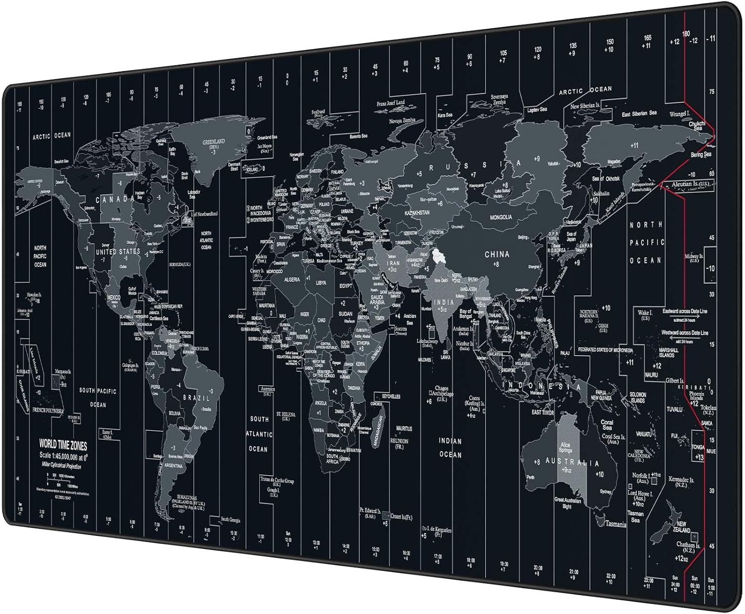 Gaming Mouse Pad 900x400x3mm Extended Mouse Mat Large Non-Slip Desk Pad with Precision Locked Edges Comfortable Keyboard Mat Suitable for Office Gamer Home - Black World Map