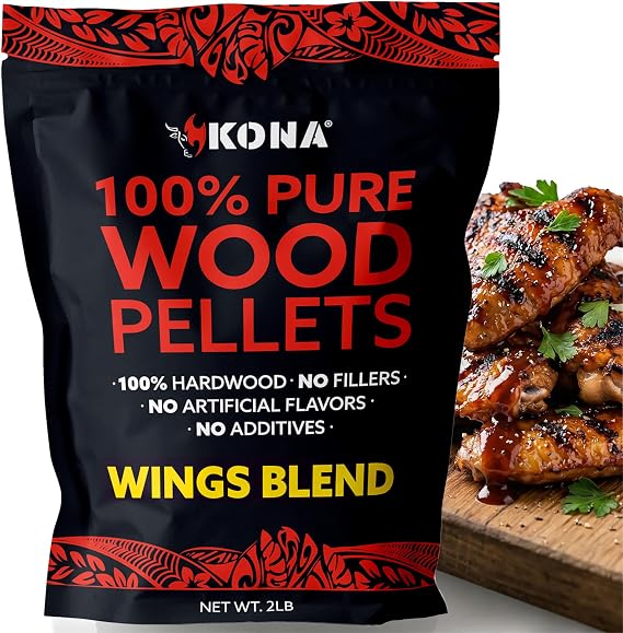 Kona Wings Blend Smoker Pellets, Intended for Ninja Woodfire Outdoor Grill, 2 lb Resealable Bag