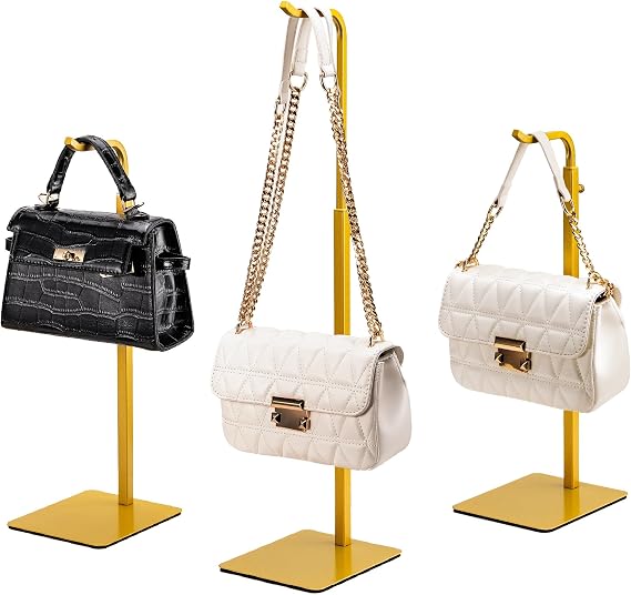 pickpiff 3-Pack Adjustable Purse Display Stands, Gold