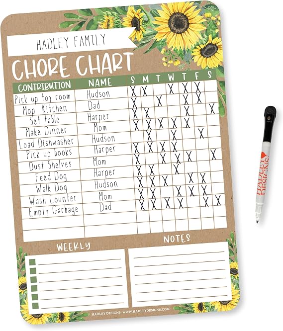 Magnetic Chore Chart for Kids Multiple Kids Dry Erase Family Chore Board
