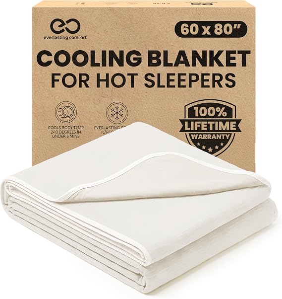 Everlasting Comfort Cooling Blanket for Hot Sleepers - Soft, Lightweight & Breathable Throw Blanket with Easy to Clean Material - Luxury Throws for Hot Flashes & Night Sweats (60"x80")