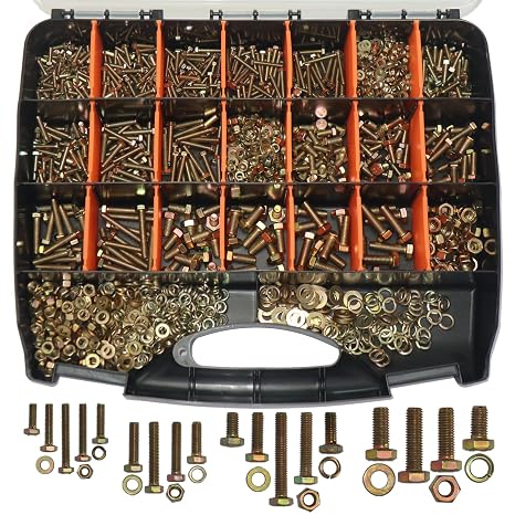 1008PCS Metric Bolt Assortment - Heavy Duty Grade 8.8 M4 M5 M6 M8 Metric Bolts and Nuts Assortment, Nut and Bolt Assortment Kit, Bolts and Nuts Kit (12-40mm), Yellow Zinc Plated, Corrosion Resistant