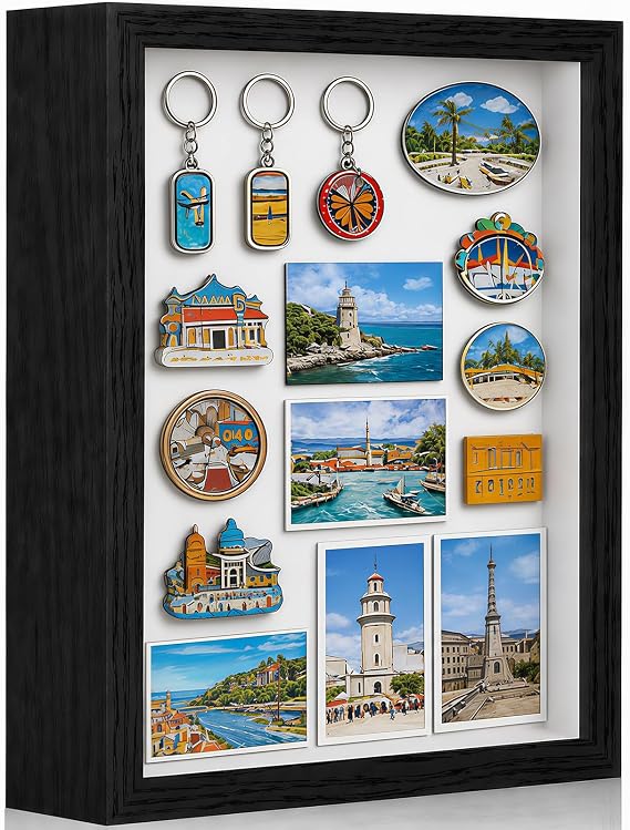 3D Shadow Box Frame, 30 x 40 cm Deep Box Frame for Objects up to 3cm, Picture Frame Wooden Deep Box, Picture Frame for Filling for Objects Photos Artworks Memories Flowers Crafts Black