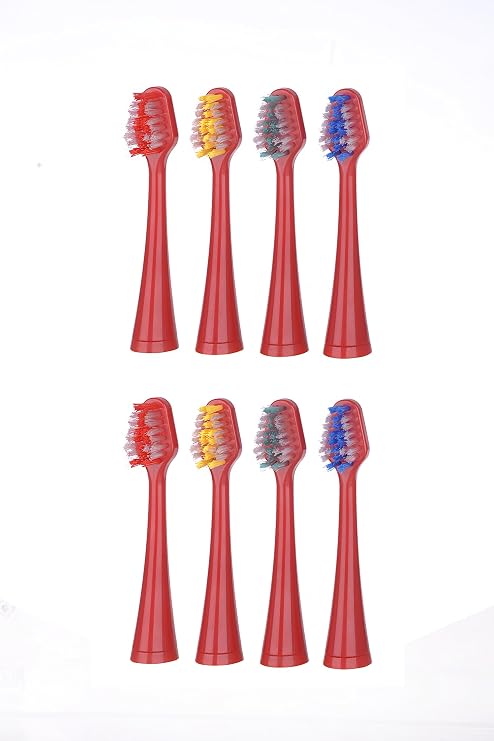 Pursonic 8 Pack Replacement Brush Heads, RED