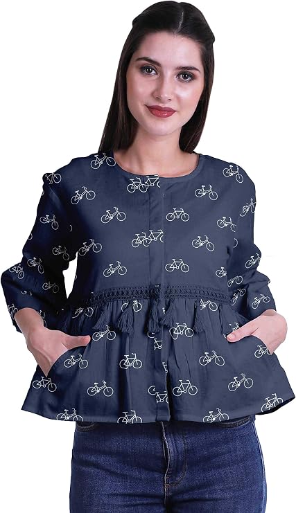 Moomaya Boho Tops Cotton Casual Loose Blouses Summer Wear Top Round Neck T Shirt