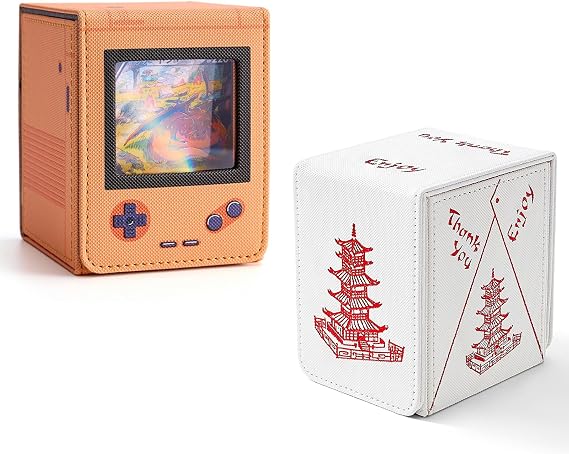 Venssu Orange Retro Gaming Console Appearance Deck Box and Chinese Takeout Deck Box Bundle