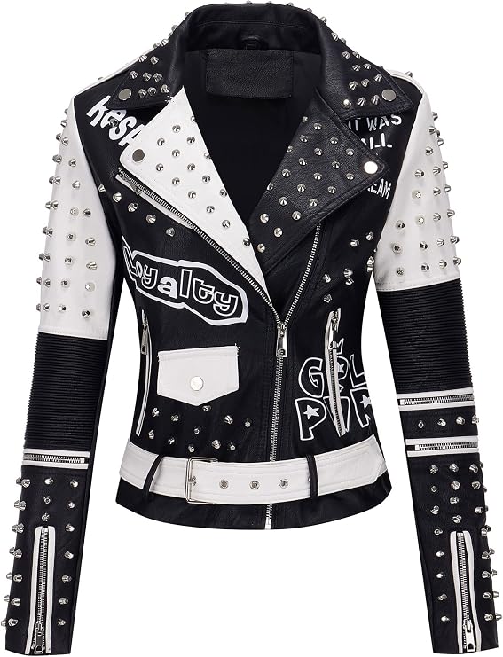 Geschallino Women's Faux Leather Jacket Large Sizes Short PU Moto Biker Jacket Transition Jacket (XL-5XL)