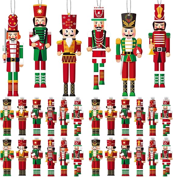 Macarrie 96 Pcs Christmas Nutcracker Ornaments Set Soldier with Ropes