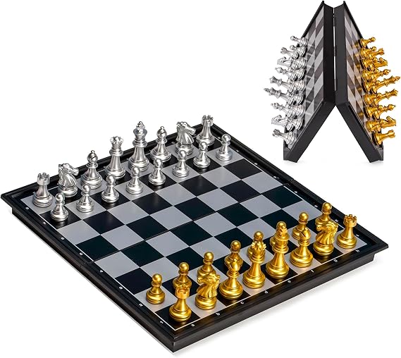 Magnetic Travel Chess Set Game - 9.5" Folding Board Portable Storage Box