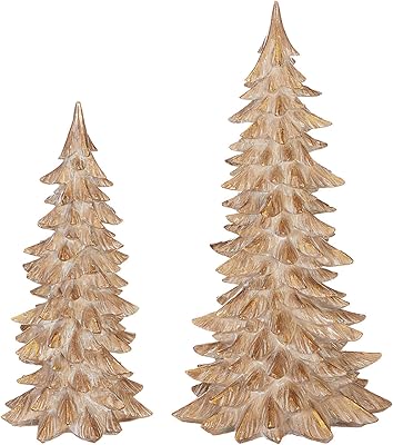 RAZ Imports Winter Botanicals 15 Tree, Set of 2 - Festive Miniature Tree Sculpture and Tabletop Holiday Decoration - Cute Christmas Topiaries and Plant Figurines for Tables, Shelves and Desks