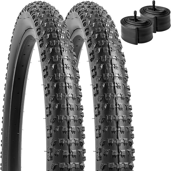 YunSCM 2 x Foldable 26 Inch Tyres 26 x 2.60 Sheath 66-559 Plus 2 Pieces 26 Inch Tube AV32 mm Valve Compatible 65-559 26 x 2.5 26 x 2.6 Bicycle Tyres and Inner Tube