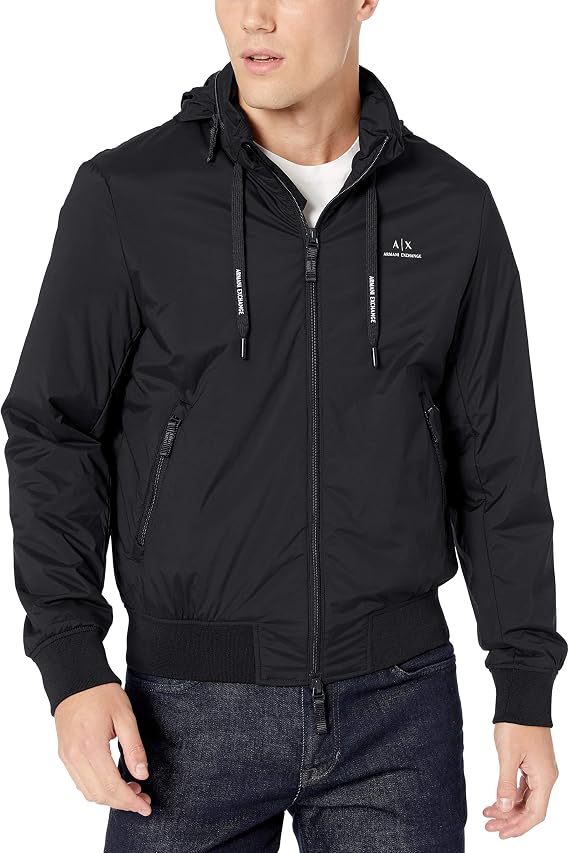 A|X ARMANI EXCHANGE Men's Zip Up Blouson Jacket with Small Logo