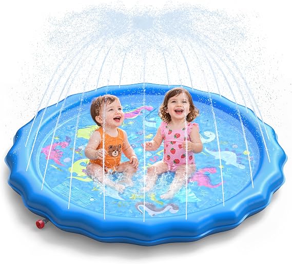 QPAU Splash Pads for Toddlers 1-3, Outdoor Sprinkler Design, 67 in