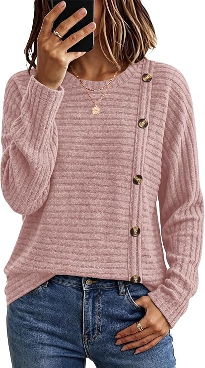 WIHOLL Womens Sweaters Fall Teacher Outfits Long Sleeve Shirts Tunic Tops