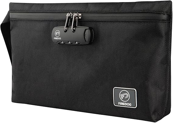 FIREDOG Printed Smell Proof Bags with Combination Lock, Carbon Lined Odor Proof Stash Bag Case Container for Travel Storage (10.8"x8.8")