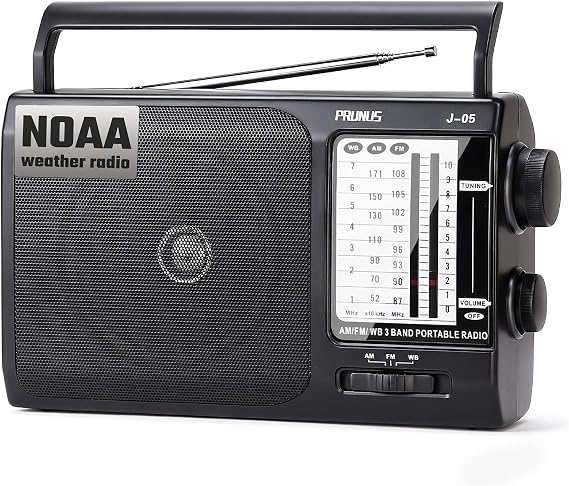 NOAA Weather AM FM Portable Radio, 3 D Batteries or AC Adapter Powered
