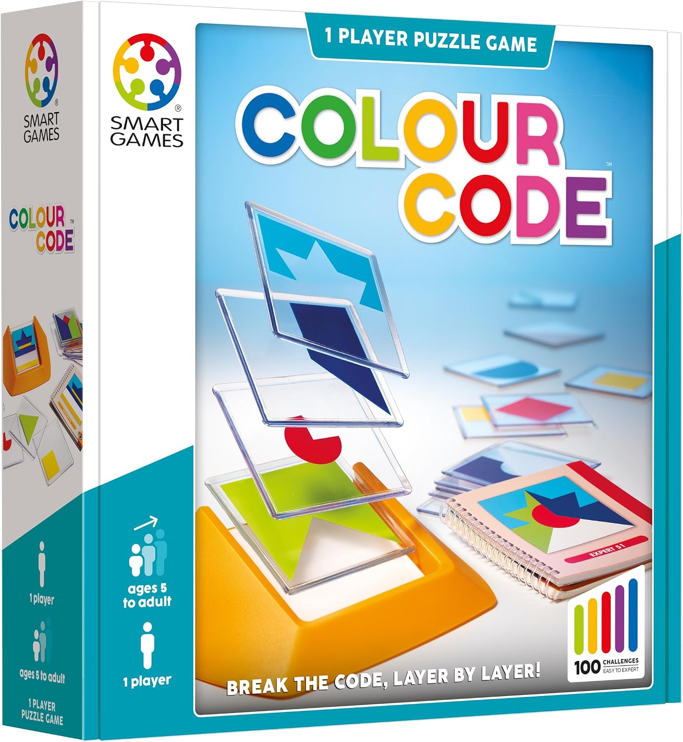 SmartGames - Colour Code, 1 Player Puzzle Game, 100 Challenges, Ages 5
