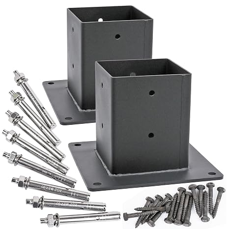 2Pack 4x4(Actual Size: 3.5x3.5) Post Base Stainless Steel Flange Anchor Base for Wood Beams, Fence Post Anchor, Deck Railing, Pergola Hardware pergola Brackets