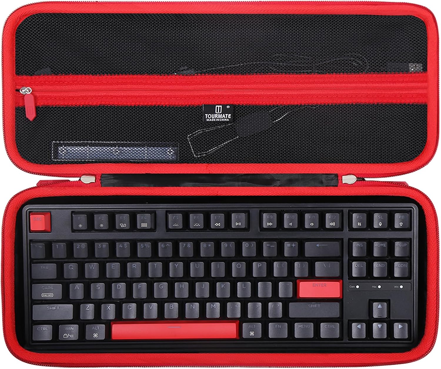 Keychron QMKVIAAula F75 ProWIN68 HERedThunder 60%GEODMAER 65% Gaming Keyboard Hard Storage Case Travel Case for EPOMAKER x Aula F75Ajazz AK820 Pro Mechanical Keyboard Box Only Black  Red