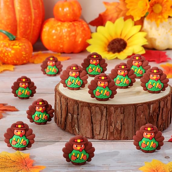 Domensi 50 Pcs Thanksgiving Fall Mini Turkey Figurines, Corn