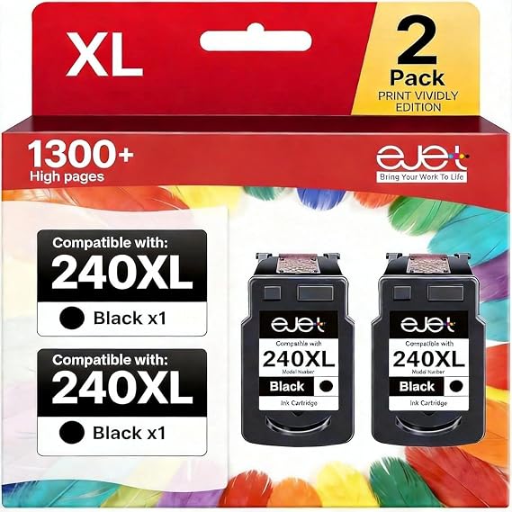 PG-240XL 240 XL Black Ink Replacement for Canon 240XL Black Ink Cartridge
