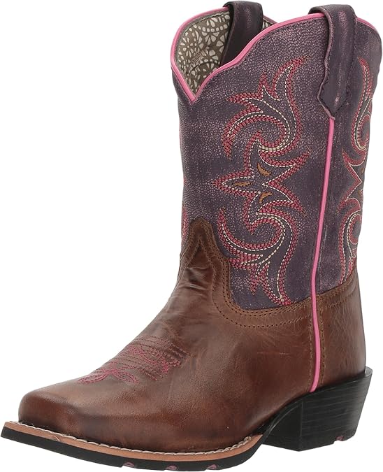 Dan Post Kids Boys River Embroidered Square Toe Pull On - Casual Boots Mid Calf - Black, Brown