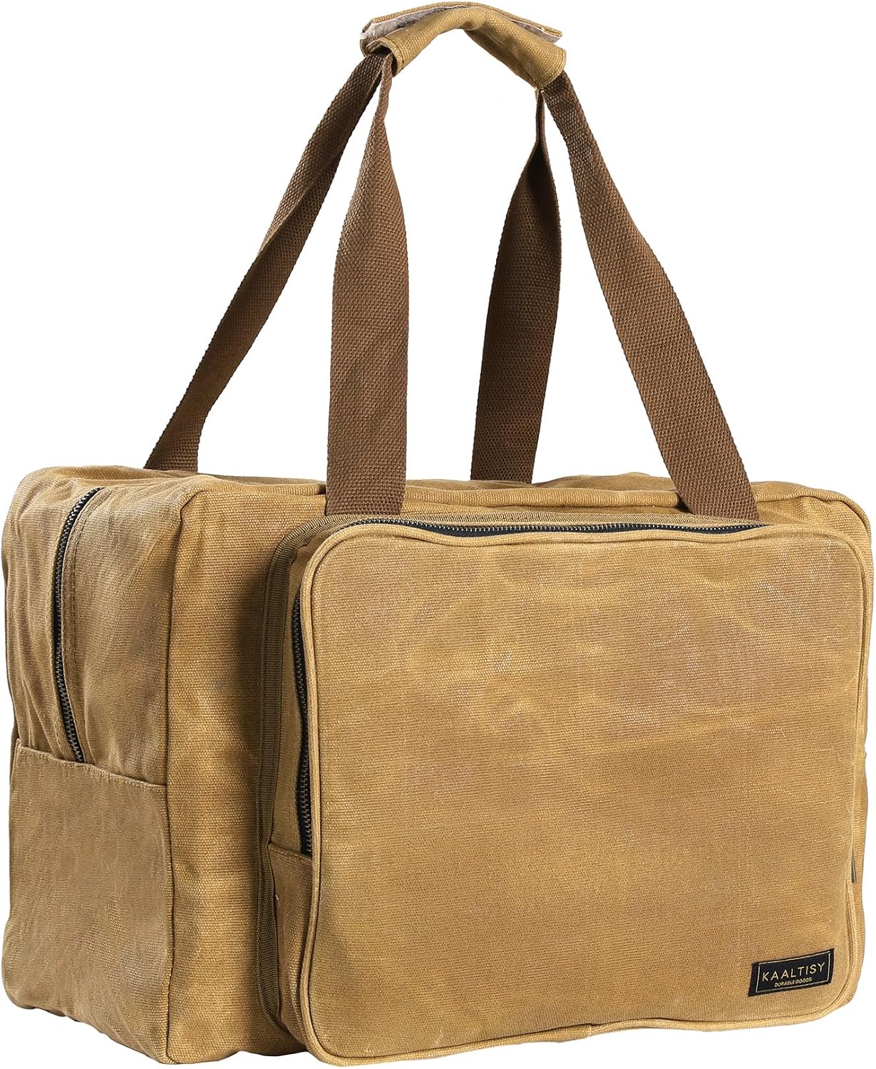 Kaaltisy 16oz Waxed Canvas Tool Bag Robust Zipper Garden Tools Tote with 3 Compartments & Padded Handle (Grey) Tool Organizer for Gardening Wire Cutters Goggles
