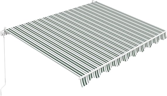 Paramondo Retractable Patio Awning 11.59.8, Green with White Strip