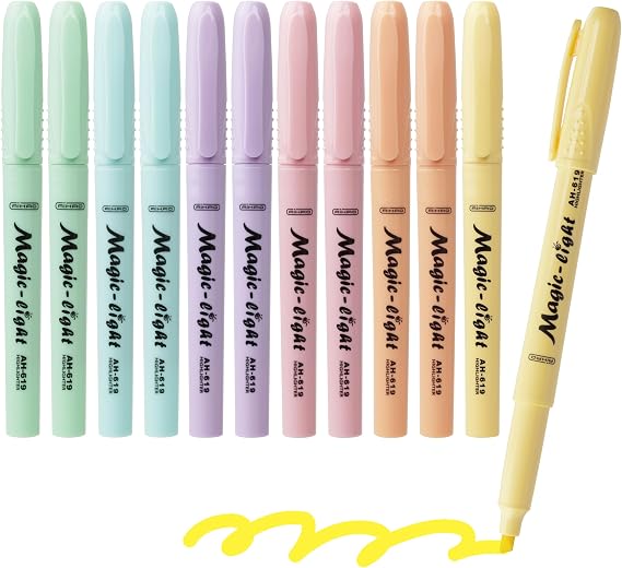 AIHAO Pastel Highlighters, Assorted Color, Chisel Tip Marker Pen, 12Pack, No Bleed, Aesthetic Cute Highlighter, Ideal for Office Home Supplies.