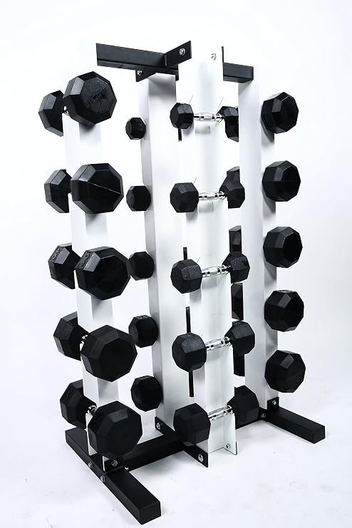 Ader Rubber Dumbbell Set 5-100lb (20 Pairs, 2100lbs) with 2 Racks & 2 Rubber Mats