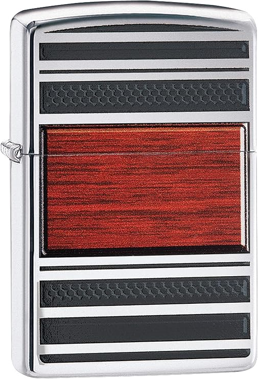 Zippo Wood Grain High Polish Chrome Pipe Pocket Lighter