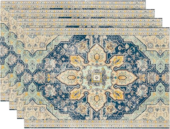 Artoid Mode Boho Bohemia Style Sliver Placemats Set of 4, 12x18 Inch Country Rustic Farmhouse Magical Fall Table Mats for Party Kitchen Dining Decoration