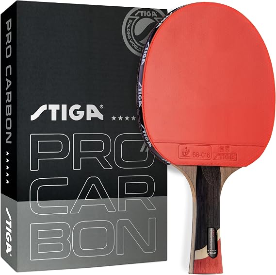 STIGA Pro Carbon + Raptor Performance-Level Table Tennis Rackets with Carbon Technology for Tournament Play - 7-ply Blade with Flared Handles - 2mm Sponge for Enhanced Control and Speed
