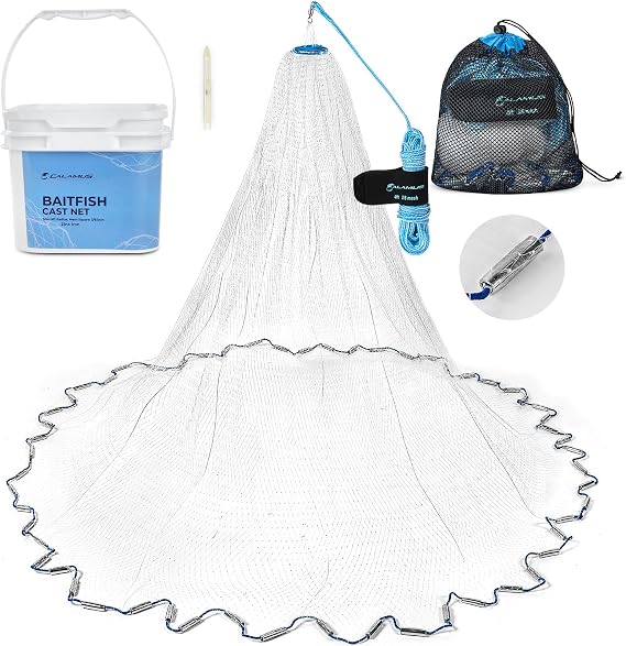 Calamus Baitfish Cast Net, 3/8" Mesh, 3ft-6ft Radius