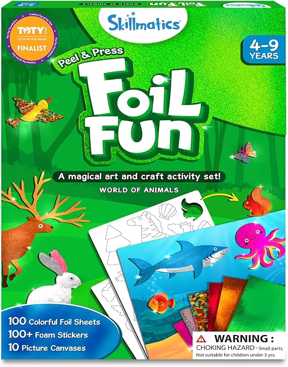 Skillmatics Foil Fun Animals, Foil Art & Craft Kit, Gift for Boys & Girls