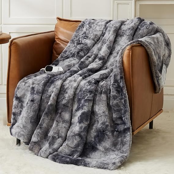 Homemate Heated Blanket Electric Heating Throw 50x60 Plush Faux Fur Sherpa