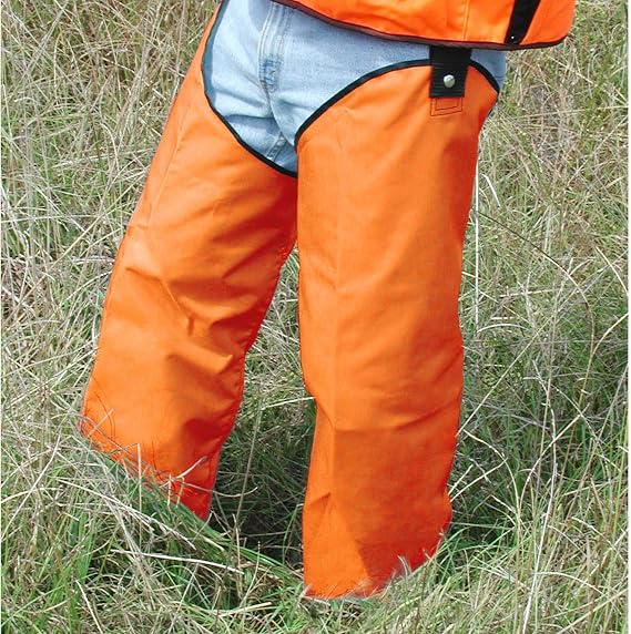 Forestry Suppliers Brush Buster Chaps, Hi-Vis Orange Cordura Nylon, Water-Repellent, Adjustable One Size Fits All, 33-1/2"L