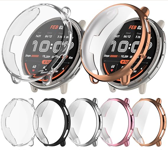 5Pack Screen Protector Compatible with Amazfit Active 2 Smartwatch 44mm Case Soft TPU Full Protection