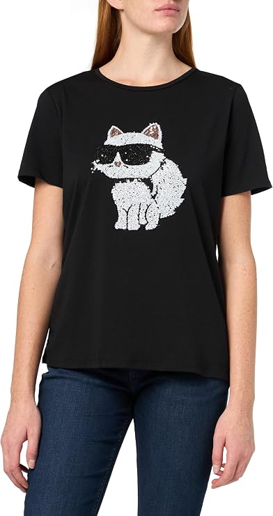 KARL LAGERFELD Paris Women's Sportswear Logo T-Shirt, Black, Small