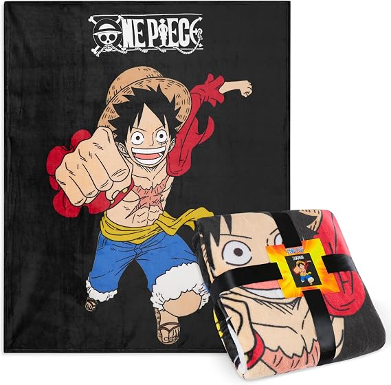 One Piece Fleece Throw Blanket Soft Cozy Anime Blanket for Bed or Couch Travel Gifts for Teens Boys Girls Fans Manga Luffy Room Decor Bedspread Sofa Accessory 51"x59"