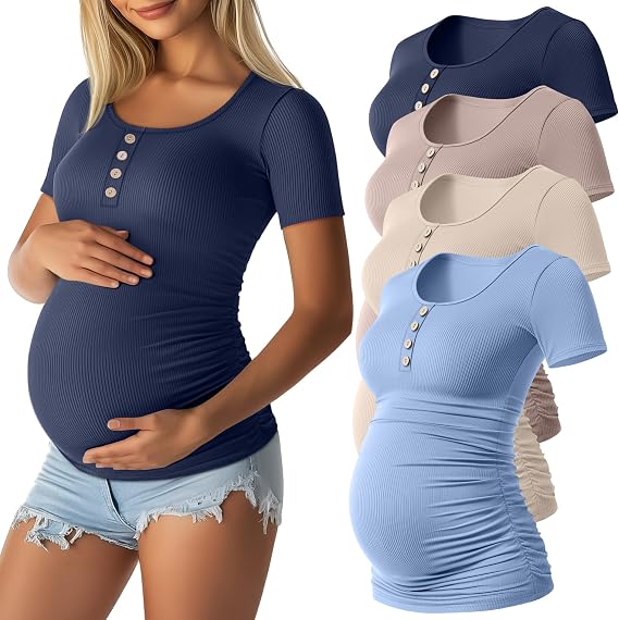 4 Pack Womens Short Sleeve Maternity Shirts