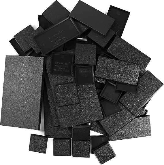 Evemodel Mixed Different Sizes Square Rectangle Bases for Wargames Tabletop (55pcs-2 Shapes & 4 Sizes)