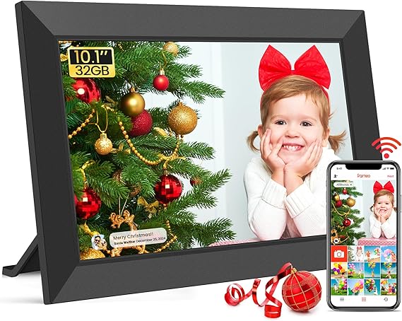 Frameo Digital Picture Frame 10.1-Inch HD 1280 x 800 IPS Touchscreen with Wi-Fi 32 GB Storage Auto Rotation Easy Sharing of Photos Videos via Frameo App