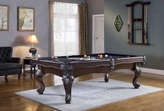 Playcraft Wheaton 8' Slate Pool Table - Billiard Table with Hardwood & 3pc Slate System - Perfect for Game Room, Office or Dens - 25 Cloth Colors