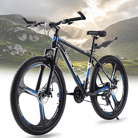 BSTSEL 24/26/27.5 Inch Mountain Bike 3 Spoke Wheels Bicycle Mens Mountain Bicycle 21 Speeds with Dual Disc-Brake Front Suspension Suitable for Adults Men Women Teens