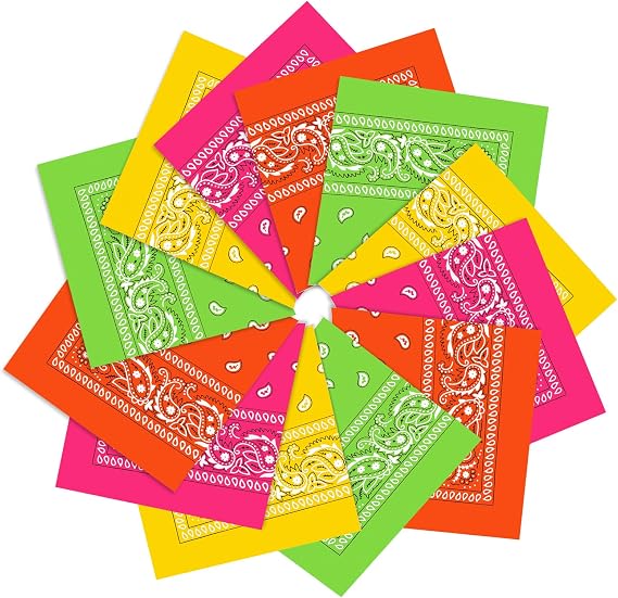12 Pack Bandanas Unisex Paisley Cowboy Bandanas Bulk Multi Purpose Headband Scarf for Men Women Costume