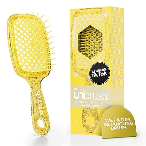 FHI Heat UNbrush Detangling Brush for Pain-Free Brushing on All Wet or Dry Hair Types Durable DuoFlex Anti-Static Bristles, Lightweight Handle, Vented Hair Brush