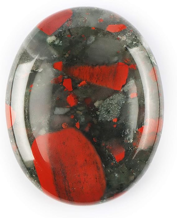 Artistone Crystal Chakra Worry Stone Africa Blood Stone Oval Shaped Crystal Healing Pocket Meditation Thumb Stone Reiki Gifts for Women Kids